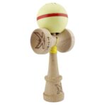 Kendama X Originala Silken, Profesionala, Embo, Cupe Mari KING SIZE V3, Super Sticky, Gaura in Baza, Rulment Metalic, din lemn 18 cm, Ata 55 cm, Cream Galben