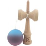 Kendama X Originala, Profesionala, Embo, din Lemn, 18 cm, Rubber Grip, Gradient Albastru deschis/Mov/Roz - imagine 4