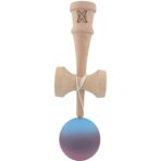 Kendama X Originala, Profesionala, Embo, din Lemn, 18 cm, Rubber Grip, Gradient Albastru deschis/Mov/Roz - imagine 2
