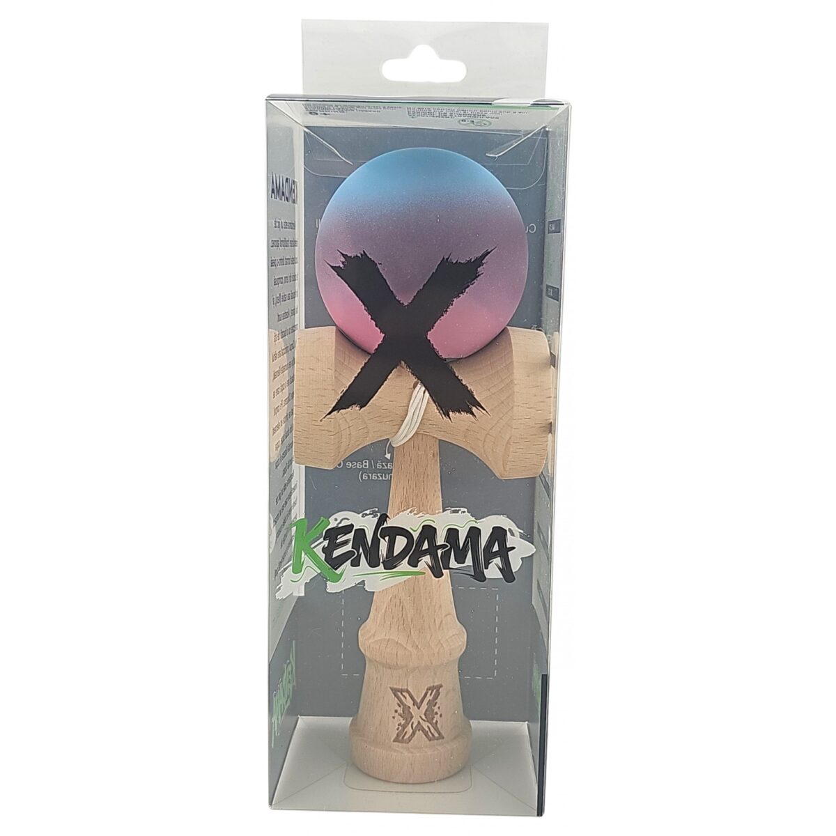Kendama X Originala, Profesionala, Embo, din Lemn, 18 cm, Rubber Grip, Gradient Albastru deschis/Mov/Roz - imagine 3