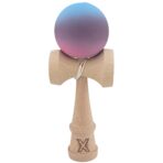 Kendama X Originala, Profesionala, Embo, din Lemn, 18 cm, Rubber Grip, Gradient Albastru deschis/Mov/Roz