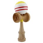 Kendama X CHICANOS Originala, Profesionala, Embo, Big Cups V2, Super Sticky cu Cupe Mari, Rulment Metalic, din lemn 18 cm, Ata 55 cm, Auriu/Alb - imagine 2