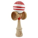 Kendama X CHICANOS Originala, Profesionala, Embo, Big Cups V2, Super Sticky cu Cupe Mari, Rulment Metalic, din lemn 18 cm, Ata 55 cm, Rosu/Alb - imagine 2
