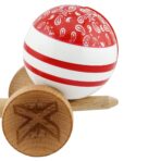 Kendama X CHICANOS Originala, Profesionala, Embo, Big Cups V2, Super Sticky cu Cupe Mari, Rulment Metalic, din lemn 18 cm, Ata 55 cm, Rosu/Alb - imagine 8