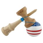 Kendama X CHICANOS Originala, Profesionala, Embo, Big Cups V2, Super Sticky cu Cupe Mari, Rulment Metalic, din lemn 18 cm, Ata 55 cm, Albastru/Alb - imagine 4