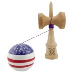 Kendama X CHICANOS Originala, Profesionala, Embo, Big Cups V2, Super Sticky cu Cupe Mari, Rulment Metalic, din lemn 18 cm, Ata 55 cm, Violet/Alb - imagine 3