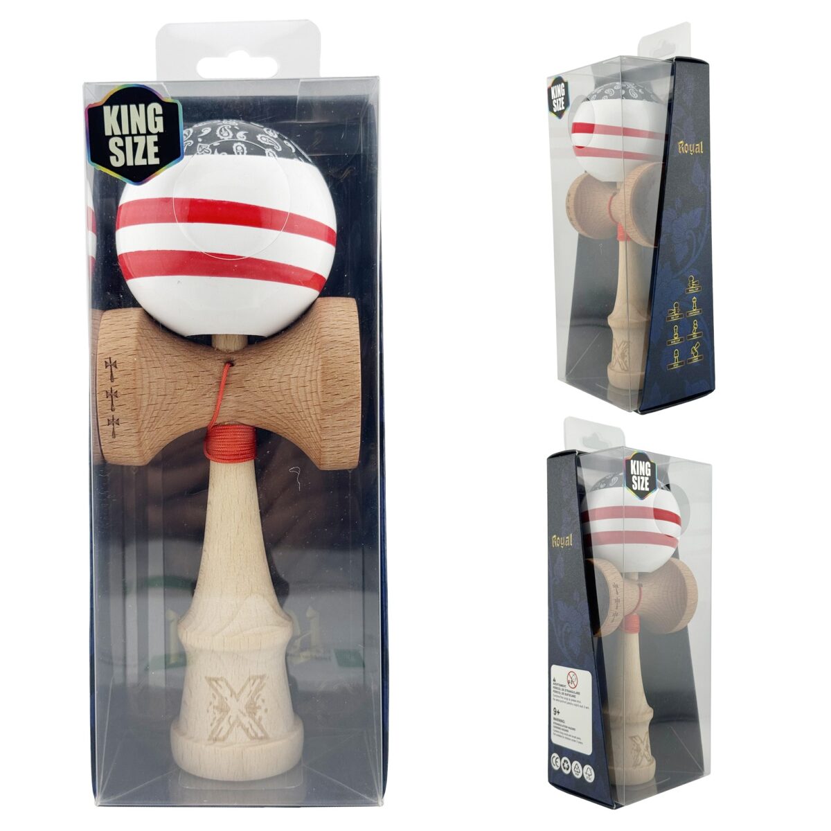 Kendama X CHICANOS Originala, Profesionala, Embo, Big Cups V2, Super Sticky cu Cupe Mari, Rulment Metalic, din lemn 18 cm, Ata 55 cm, Negru/Alb - imagine 5