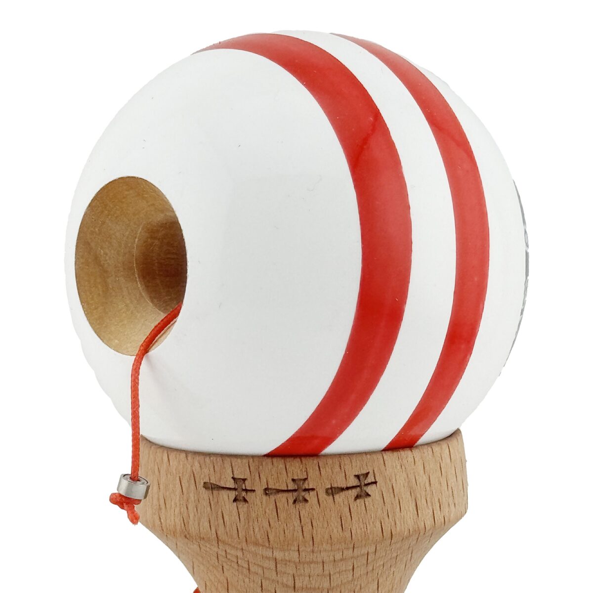 Kendama X CHICANOS Originala, Profesionala, Embo, Big Cups V2, Super Sticky cu Cupe Mari, Rulment Metalic, din lemn 18 cm, Ata 55 cm, Negru/Alb - imagine 6