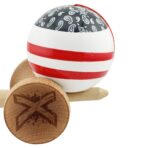 Kendama X CHICANOS Originala, Profesionala, Embo, Big Cups V2, Super Sticky cu Cupe Mari, Rulment Metalic, din lemn 18 cm, Ata 55 cm, Negru/Alb - imagine 8
