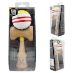 Kendama X CHICANOS Originala, Profesionala, Embo, Big Cups V2, Super Sticky cu Cupe Mari, Rulment Metalic, din lemn 18 cm, Ata 55 cm, Auriu/Alb - imagine 9