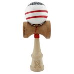 Kendama X CHICANOS Originala, Profesionala, Embo, Big Cups V2, Super Sticky cu Cupe Mari, Rulment Metalic, din lemn 18 cm, Ata 55 cm, Negru/Alb