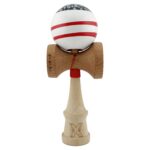 Kendama X CHICANOS Originala, Profesionala, Embo, Big Cups V2, Super Sticky cu Cupe Mari, Rulment Metalic, din lemn 18 cm, Ata 55 cm, Negru/Alb