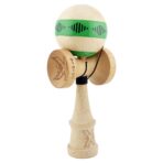 Kendama X FREQUENCY Originala, Profesionala, Embo, Big Cups V2, Super Sticky cu Cupe Mari, Rulment Metalic, din lemn 18 cm, Ata 55 cm, Verde/Maro - imagine 2