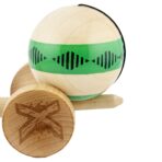 Kendama X FREQUENCY Originala, Profesionala, Embo, Big Cups V2, Super Sticky cu Cupe Mari, Rulment Metalic, din lemn 18 cm, Ata 55 cm, Verde/Maro - imagine 7