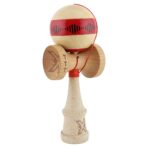 Kendama X FREQUENCY Originala, Profesionala, Embo, Big Cups V2, Super Sticky cu Cupe Mari, Rulment Metalic, din lemn 18 cm, Ata 55 cm, Rosu/Maro - imagine 2