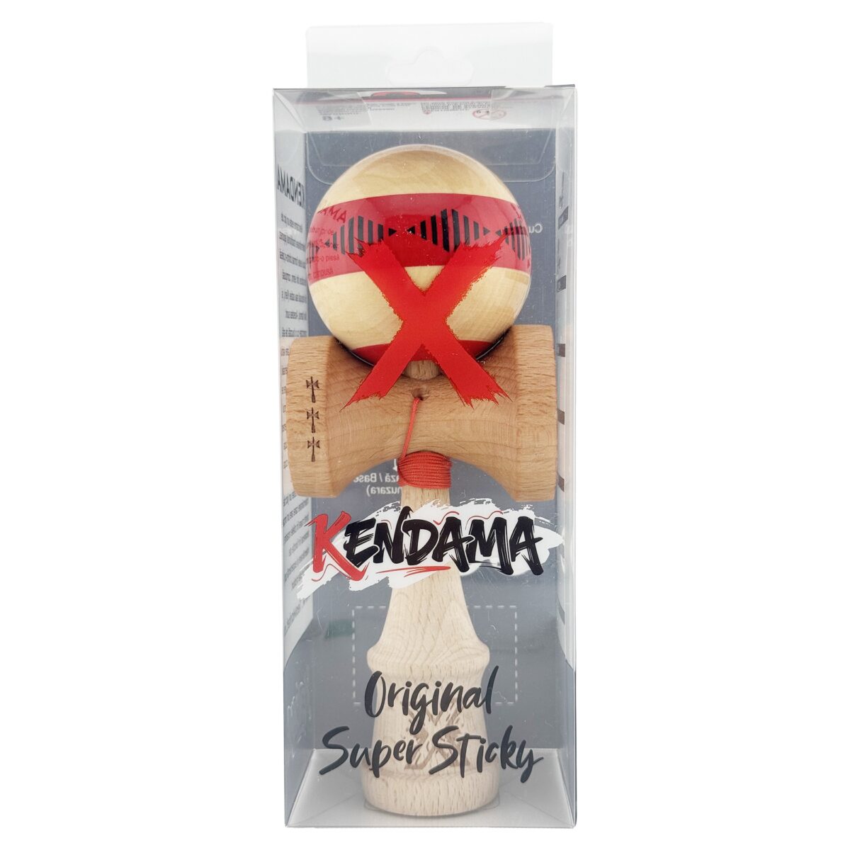 Kendama X FREQUENCY Originala, Profesionala, Embo, Big Cups V2, Super Sticky cu Cupe Mari, Rulment Metalic, din lemn 18 cm, Ata 55 cm, Rosu/Maro - imagine 5
