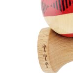 Kendama X FREQUENCY Originala, Profesionala, Embo, Big Cups V2, Super Sticky cu Cupe Mari, Rulment Metalic, din lemn 18 cm, Ata 55 cm, Rosu/Maro - imagine 7