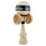 Kendama X FREQUENCY Originala, Profesionala, Embo, Big Cups V2, Super Sticky cu Cupe Mari, Rulment Metalic, din lemn 18 cm, Ata 55 cm, Negru/Maro - imagine 2