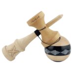 Kendama X FREQUENCY Originala, Profesionala, Embo, Big Cups V2, Super Sticky cu Cupe Mari, Rulment Metalic, din lemn 18 cm, Ata 55 cm, Negru/Maro - imagine 4