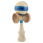 Kendama X FREQUENCY Originala, Profesionala, Embo, Big Cups V2, Super Sticky cu Cupe Mari, Rulment Metalic, din lemn 18 cm, Ata 55 cm, Albastru/Maro - imagine 2