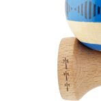 Kendama X FREQUENCY Originala, Profesionala, Embo, Big Cups V2, Super Sticky cu Cupe Mari, Rulment Metalic, din lemn 18 cm, Ata 55 cm, Albastru/Maro - imagine 6