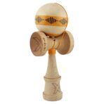 Kendama X FREQUENCY Originala, Profesionala, Embo, Big Cups V2, Super Sticky cu Cupe Mari, Rulment Metalic, din lemn 18 cm, Ata 55 cm, Portocaliu/Maro - imagine 2