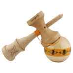 Kendama X FREQUENCY Originala, Profesionala, Embo, Big Cups V2, Super Sticky cu Cupe Mari, Rulment Metalic, din lemn 18 cm, Ata 55 cm, Portocaliu/Maro - imagine 4