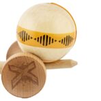 Kendama X FREQUENCY Originala, Profesionala, Embo, Big Cups V2, Super Sticky cu Cupe Mari, Rulment Metalic, din lemn 18 cm, Ata 55 cm, Portocaliu/Maro - imagine 7