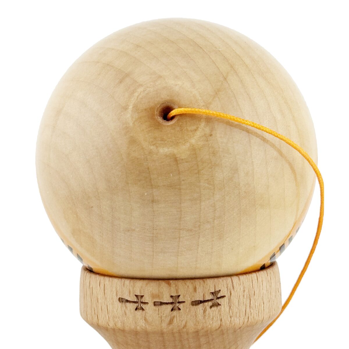 Kendama X FREQUENCY Originala, Profesionala, Embo, Big Cups V2, Super Sticky cu Cupe Mari, Rulment Metalic, din lemn 18 cm, Ata 55 cm, Portocaliu/Maro - imagine 8