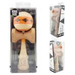 Kendama X FREQUENCY Originala, Profesionala, Embo, Big Cups V2, Super Sticky cu Cupe Mari, Rulment Metalic, din lemn 18 cm, Ata 55 cm, Portocaliu/Maro - imagine 10