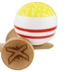 Kendama X Originala CHICANOS, Profesionala, Embo, Cupe Mari KING SIZE V3, Super Sticky, Gaura in Baza, Rulment Metalic, din lemn 18 cm, Ata 55 cm, Galben/Alb - imagine 8