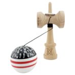 Kendama X Originala CHICANOS, Profesionala, Embo, Cupe Mari KING SIZE V3, Super Sticky, Gaura in Baza, Rulment Metalic, din lemn 18 cm, Ata 55 cm, Negru/Alb - imagine 4