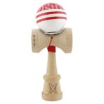 Kendama X Originala CHICANOS, Profesionala, Embo, Cupe Mari KING SIZE V3, Super Sticky, Gaura in Baza, Rulment Metalic, din lemn 18 cm, Ata 55 cm, Rosu/Alb - imagine 2