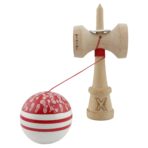 Kendama X Originala CHICANOS, Profesionala, Embo, Cupe Mari KING SIZE V3, Super Sticky, Gaura in Baza, Rulment Metalic, din lemn 18 cm, Ata 55 cm, Rosu/Alb - imagine 4