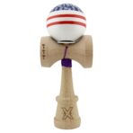 Kendama X Originala CHICANOS, Profesionala, Embo, Cupe Mari KING SIZE V3, Super Sticky, Gaura in Baza, Rulment Metalic, din lemn 18 cm, Ata 55 cm, Mov/Alb - imagine 2