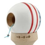 Kendama X Originala CHICANOS, Profesionala, Embo, Cupe Mari KING SIZE V3, Super Sticky, Gaura in Baza, Rulment Metalic, din lemn 18 cm, Ata 55 cm, Albastru/Alb - imagine 6