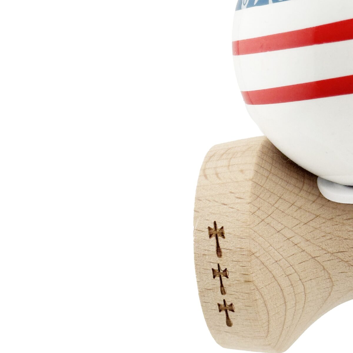 Kendama X Originala CHICANOS, Profesionala, Embo, Cupe Mari KING SIZE V3, Super Sticky, Gaura in Baza, Rulment Metalic, din lemn 18 cm, Ata 55 cm, Albastru/Alb - imagine 7