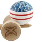 Kendama X Originala CHICANOS, Profesionala, Embo, Cupe Mari KING SIZE V3, Super Sticky, Gaura in Baza, Rulment Metalic, din lemn 18 cm, Ata 55 cm, Albastru/Alb - imagine 8