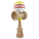 Kendama X Originala CHICANOS, Profesionala, Embo, Cupe Mari KING SIZE V3, Super Sticky, Gaura in Baza, Rulment Metalic, din lemn 18 cm, Ata 55 cm, Galben/Alb