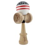 Kendama X Originala CHICANOS, Profesionala, Embo, Cupe Mari KING SIZE V3, Super Sticky, Gaura in Baza, Rulment Metalic, din lemn 18 cm, Ata 55 cm, Negru/Alb