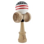 Kendama X Originala CHICANOS, Profesionala, Embo, Cupe Mari KING SIZE V3, Super Sticky, Gaura in Baza, Rulment Metalic, din lemn 18 cm, Ata 55 cm, Negru/Alb
