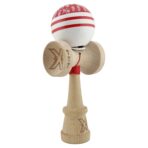 Kendama X Originala CHICANOS, Profesionala, Embo, Cupe Mari KING SIZE V3, Super Sticky, Gaura in Baza, Rulment Metalic, din lemn 18 cm, Ata 55 cm, Rosu/Alb