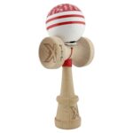 Kendama X Originala CHICANOS, Profesionala, Embo, Cupe Mari KING SIZE V3, Super Sticky, Gaura in Baza, Rulment Metalic, din lemn 18 cm, Ata 55 cm, Rosu/Alb