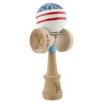 Kendama X Originala CHICANOS, Profesionala, Embo, Cupe Mari KING SIZE V3, Super Sticky, Gaura in Baza, Rulment Metalic, din lemn 18 cm, Ata 55 cm, Albastru/Alb