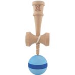Kendama X Originala, Profesionala, Embo, 18 cm din Lemn, Model cu Dunga, Bleu/Albastru - imagine 2