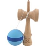 Kendama X Originala, Profesionala, Embo, 18 cm din Lemn, Model cu Dunga, Bleu/Albastru - imagine 3