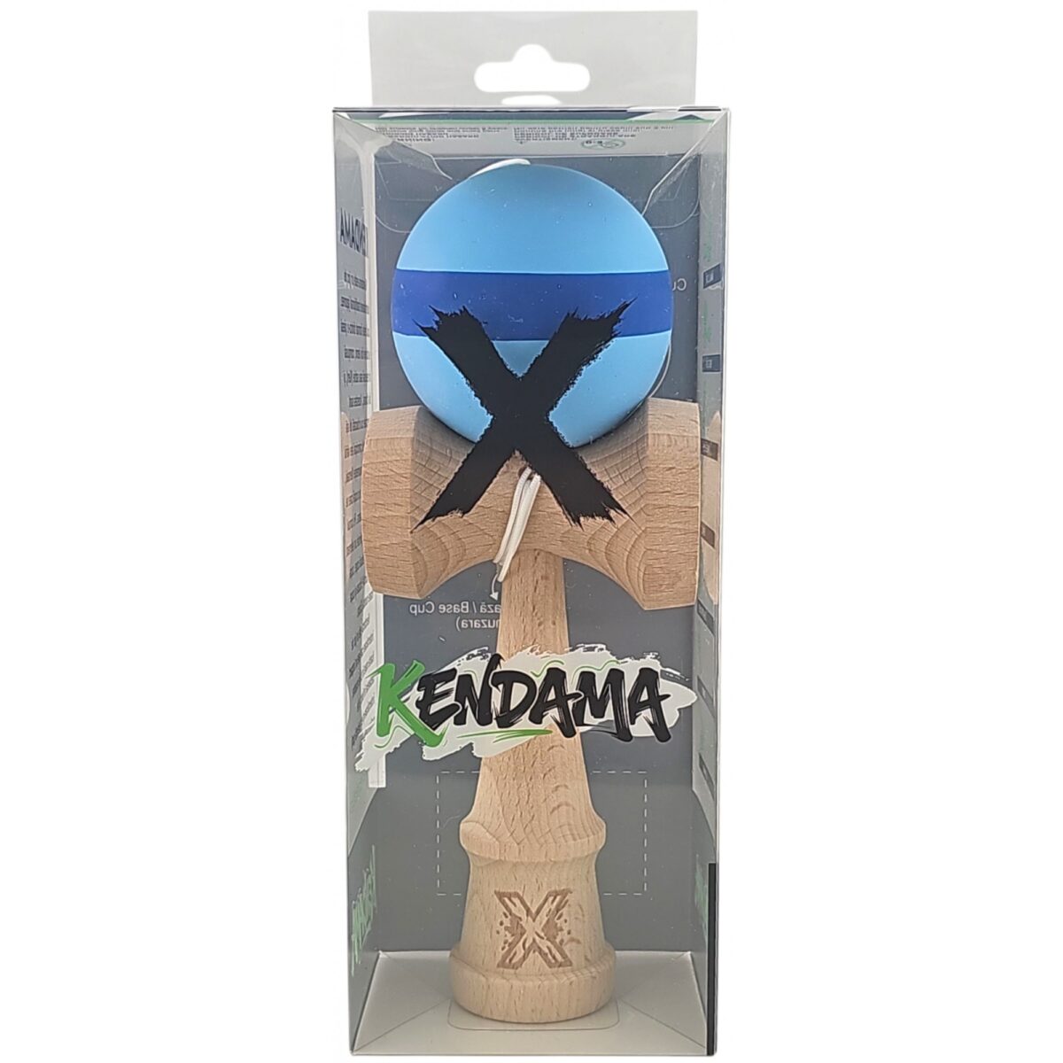 Kendama X Originala, Profesionala, Embo, 18 cm din Lemn, Model cu Dunga, Bleu/Albastru - imagine 4