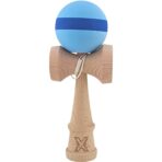 Kendama X Originala, Profesionala, Embo, 18 cm din Lemn, Model cu Dunga, Bleu/Albastru