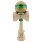 Kendama X Originala FREQUENCY, Profesionala, Embo, Cupe Mari KING SIZE V3, Super Sticky, Gaura in Baza, Rulment Metalic, din lemn 18 cm, Ata 55 cm, Verde/Maro - imagine 2