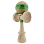 Kendama X Originala FREQUENCY, Profesionala, Embo, Cupe Mari KING SIZE V3, Super Sticky, Gaura in Baza, Rulment Metalic, din lemn 18 cm, Ata 55 cm, Verde/Maro - imagine 3